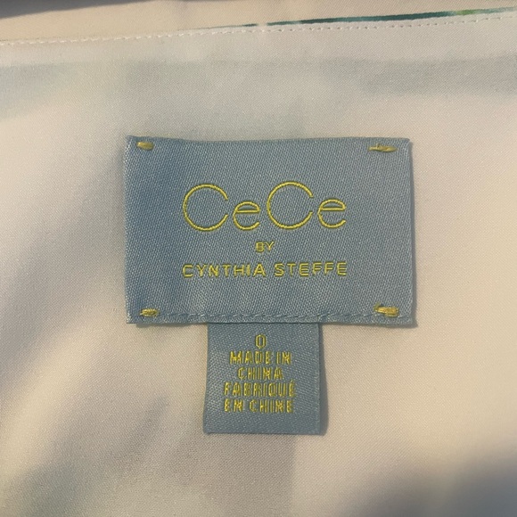 CECE by Cynthia Steffe Tropical Birdy Wrap Romper Short Skort Wrap 0 2 XS White - Picture 7 of 8